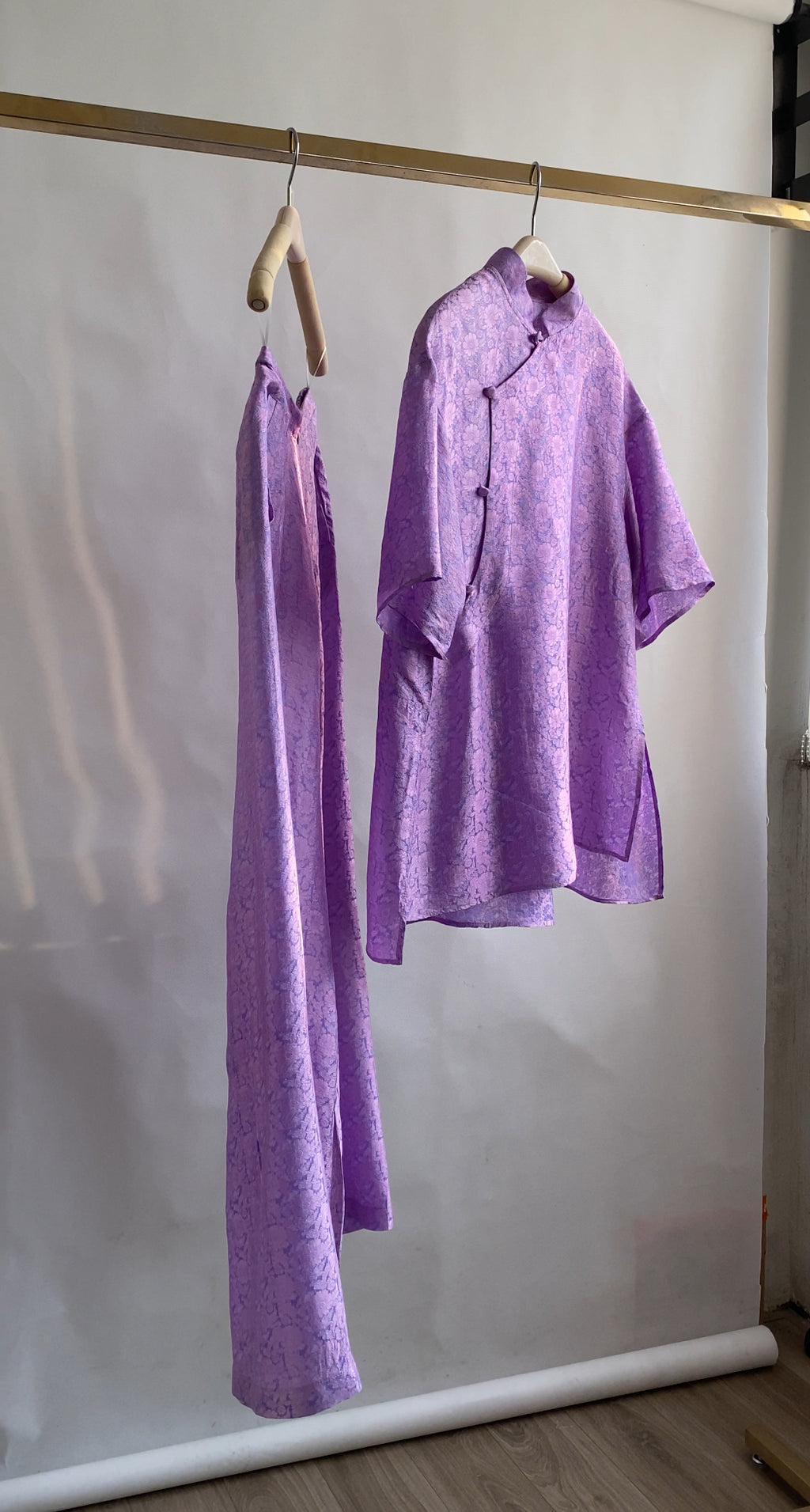 "Ninh Van" Set - Mandarin-neck Wormsilk in Lavender