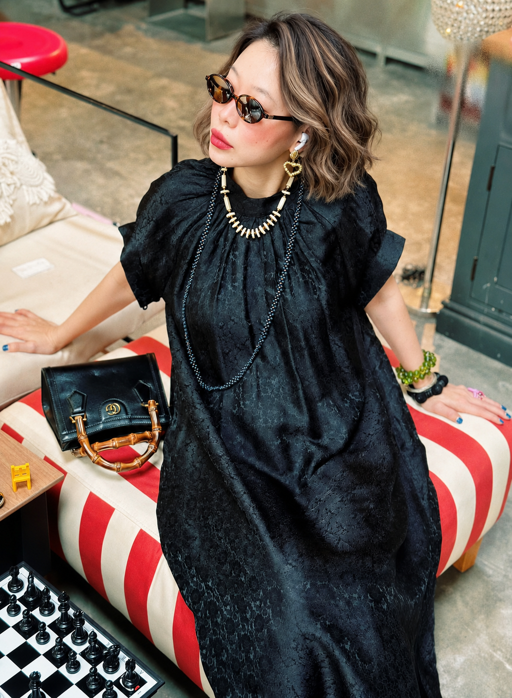 “Noir Reverie” – Wormsilk Cocoon Dress in Black