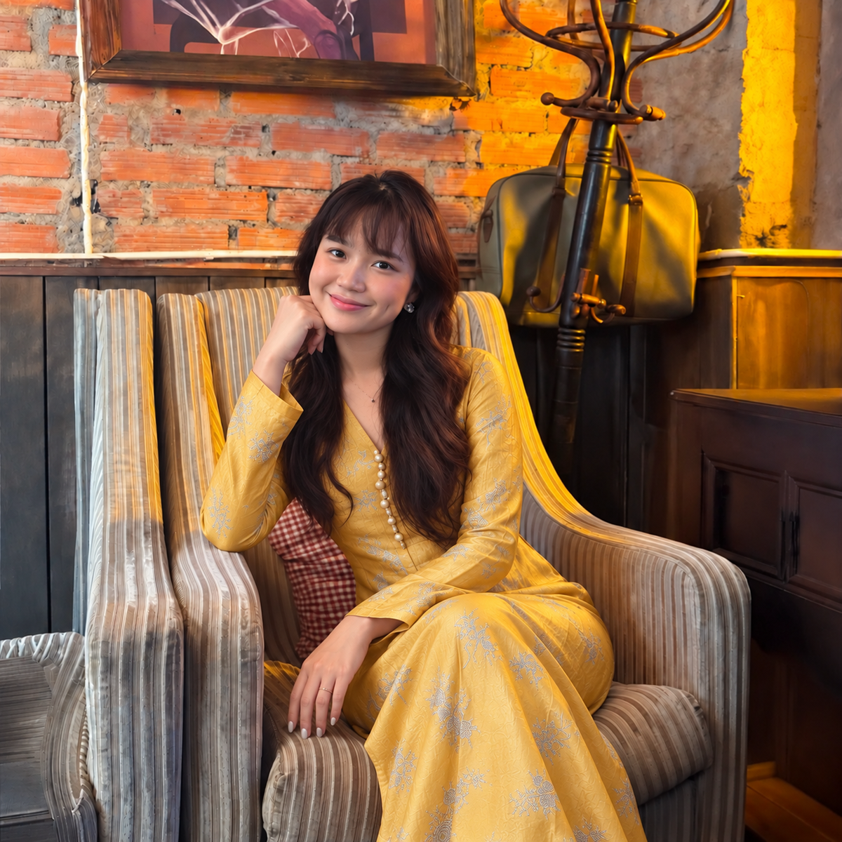 “Tu Nghi” Dress – Reversed Wormsilk Satin in Antique Gold