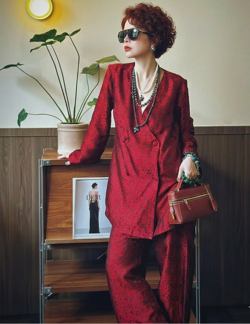 “Crimson Ease” Modern Ba-Ba Set –  Wormsilk in Crimson