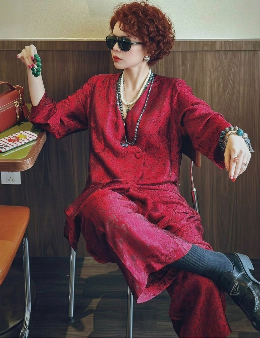 “Crimson Ease” Modern Ba-Ba Set –  Wormsilk in Crimson