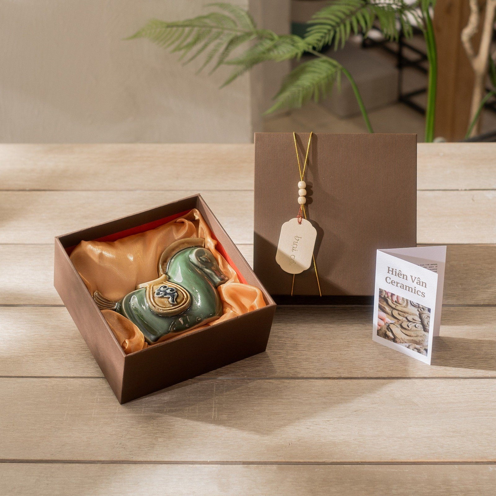 Vietnamese Ceramics - Gallop of Auspice – Premium Ceramics Decor - flat lay display in green by Sa Maison