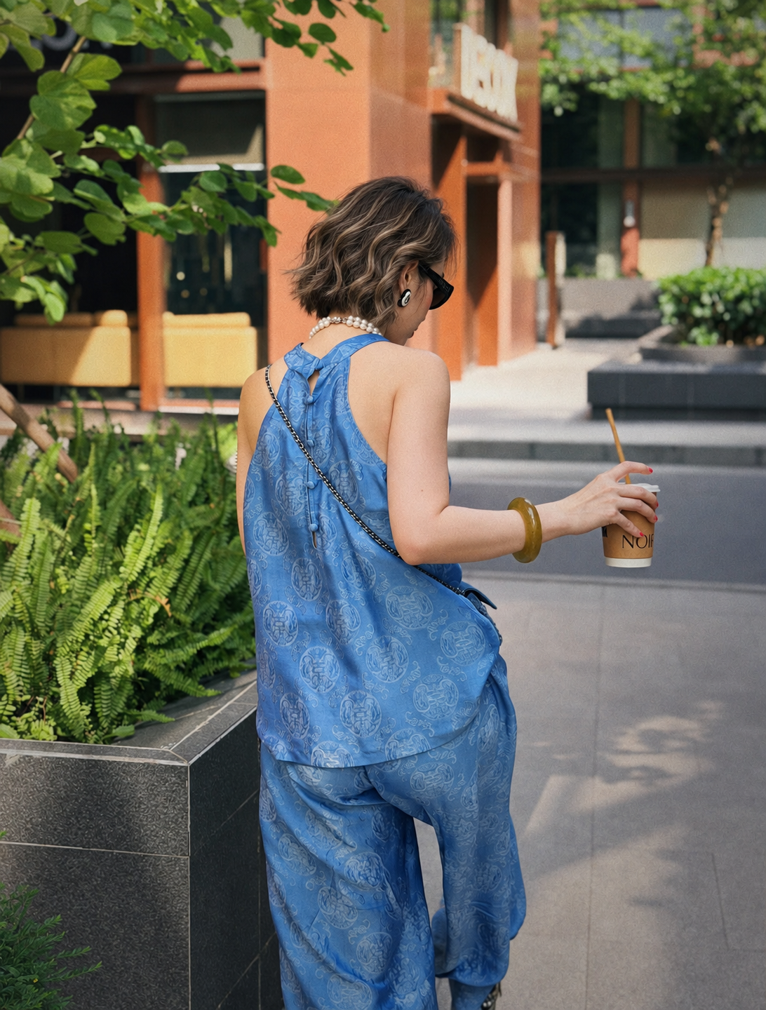“Azure Ease” Set – Wormsilk Halter Top & Balloon Trouser Set in Celestial Blue