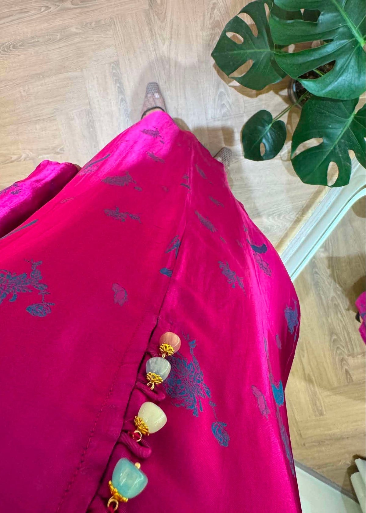 “Tu Nghi” Dress – Reversed Wormsilk Satin in Fuchsia