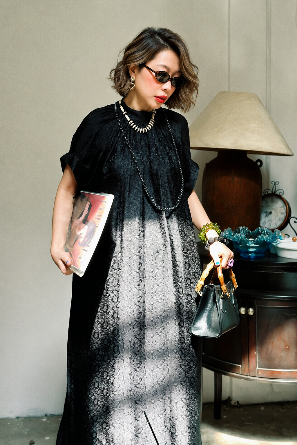 “Noir Reverie” – Wormsilk Cocoon Dress in Black