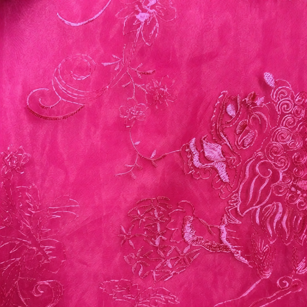 Yen Son - Embroidered Ao Dai set in Magenta [Wedding Collection] - detail close-up by SON